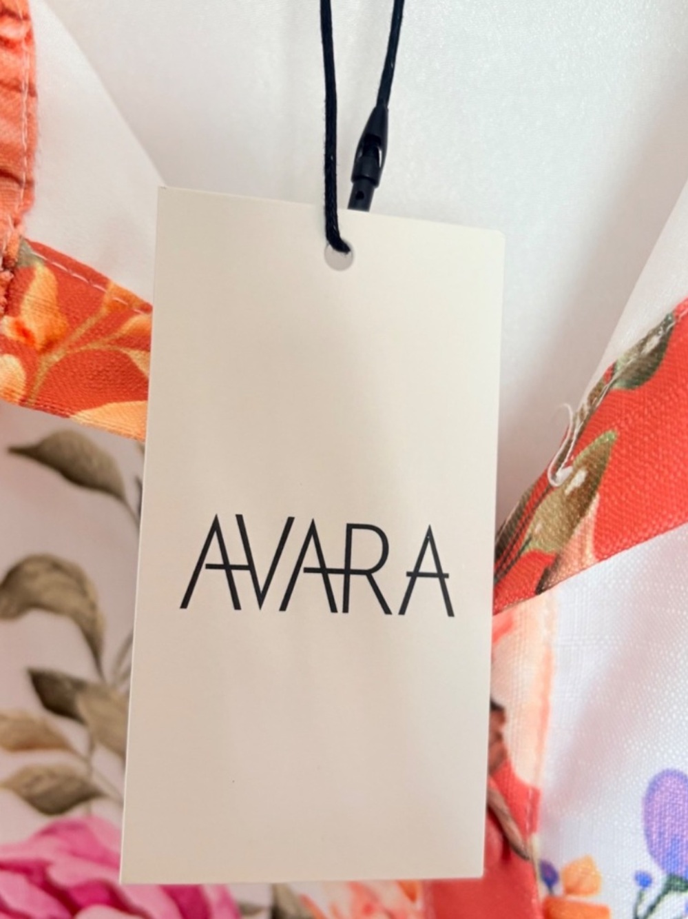 Avara Mainstrip Floral Belted Maxi Shirt Dress White Pink Orange Medium NWT - Picture 11 of 11